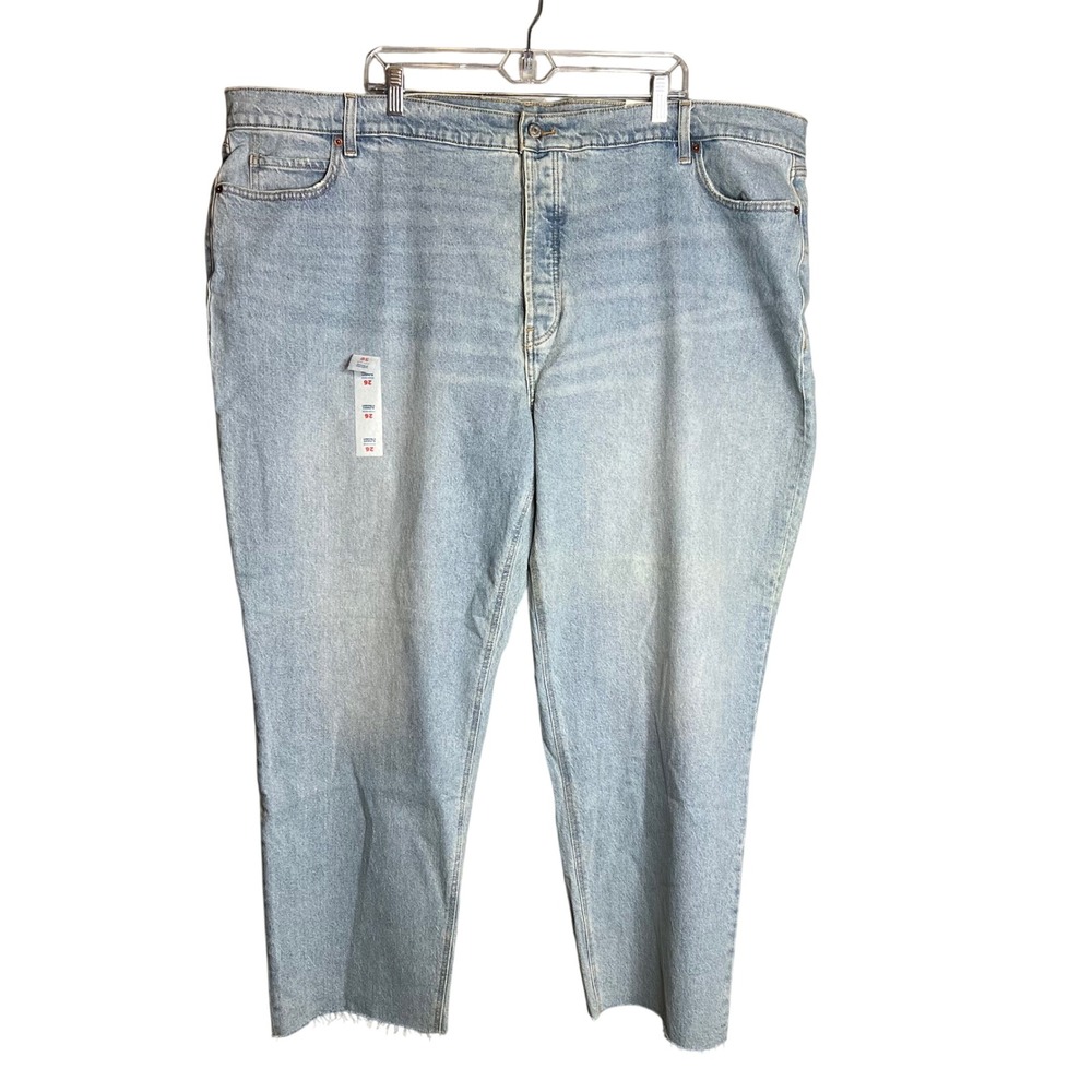 Old Navy Jeans Plus Sz 26 High Rise Slouchy Straight Light Wash Button Fly NWT